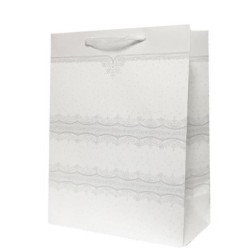Kinkekott elegantne valge glitter A5