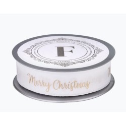 Atlaspael 2,5cm*10m \"Merry Christmas\" valge (225521)