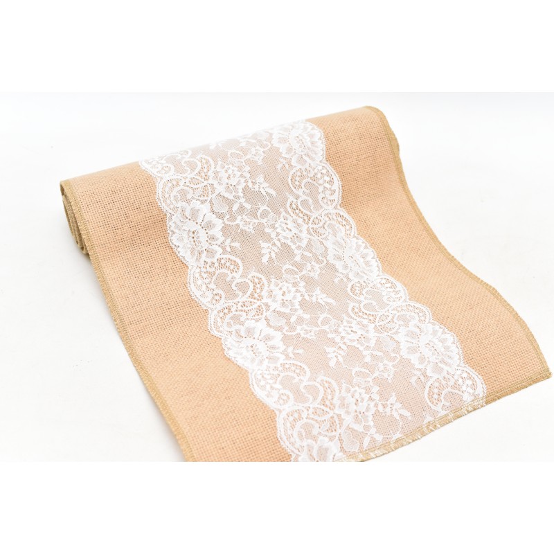 Jutekangas \"Jute Runner Lace\" 30cm*2,5m naturaalne